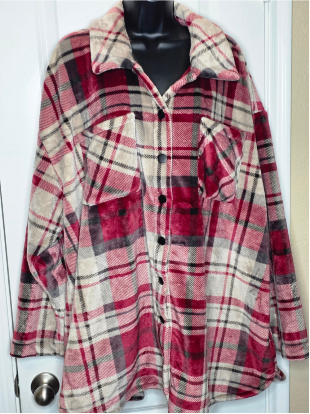 TORRID Plaid Flannel Shacket Women’s Plus Size 3X Red Beige - Picture 2 of 7
